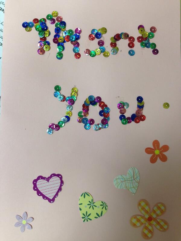 tesco2969's tweet photo. A lovely thank you note from the children's hospice! Handmade too! You are all very welcome :) #scaleforgood http://t.co/2nTIazOK6J