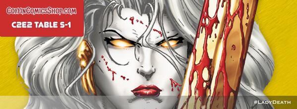 Go home with some gold! #LadyDeath 1 – 20th Anniversary Gold Edition. Real metal cover by Steven Hughes!! #C2E2 S-1.