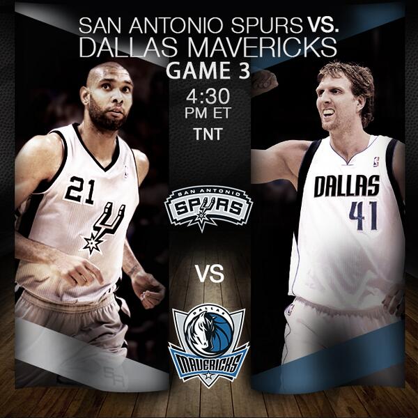 NBA's tweet photo. #SPURSvMAVS Game 3 (1-1), NEXT @NBAonTNT! http://t.co/gcKCmCK7Oq http://t.co/C1Z1XdFonp