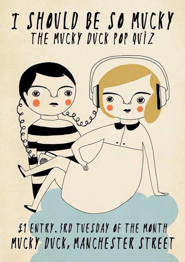 amydeeeer's tweet image. Poster for @pablobones for his brand spanking new quiz night at the Mucky Duck #brighton