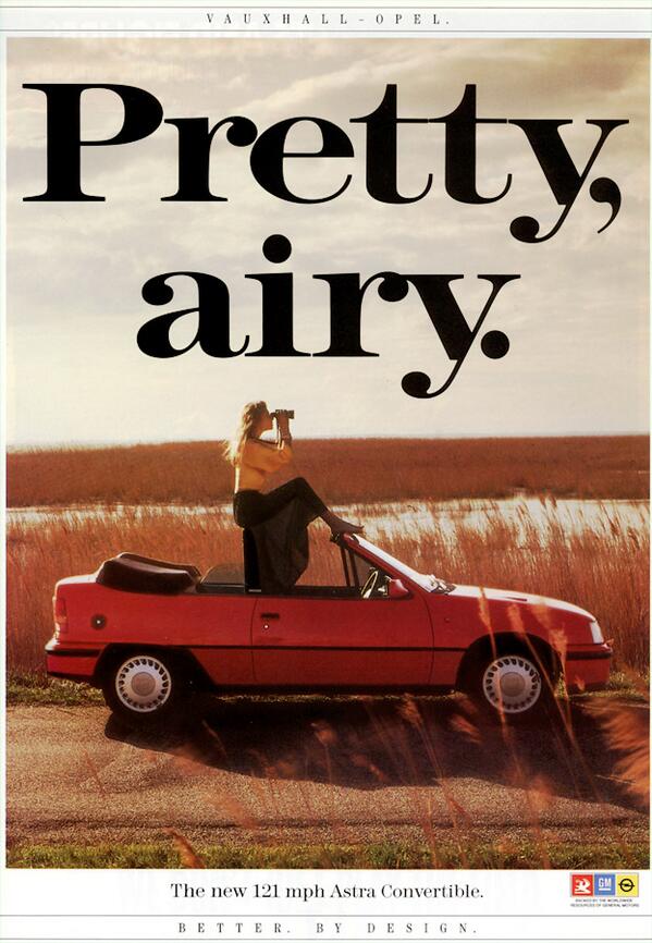 CarterCollectab's tweet photo. Vauxhall Astra Convertible. 1987 advert. http://t.co/glMdakNTsm #2014revisited