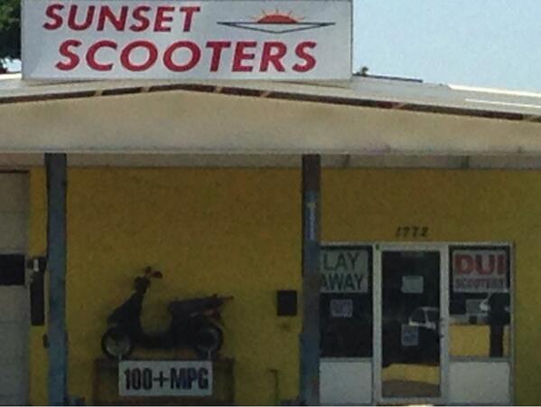 facts_guide's tweet photo. Sunset Scooters. DUI Scooters and they offer layaway. http://t.co/Mf7Tb0MyKz
