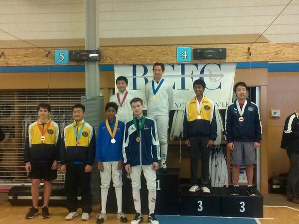 RCFC's tweet photo. Medalists from Y14 Men's foil. Congrats to San Francisco Fencers Club for taking gold and silver! #Fencing http://t.co/u3zyHVHhIY