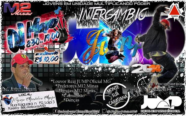 Lembrando a Toda Geração JUMP Mineira que próximo dia 1º Será nosso Segundo Intercâmbio de 2014. Monte sua Caravana.
