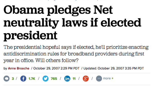 MatthewKeysLive's tweet photo. Flashback: Remember in 2007 when Obama promised Net neutrality laws if elected president? - http://t.co/KYnTS1YFjJ http://t.co/kuaiEQMHMO