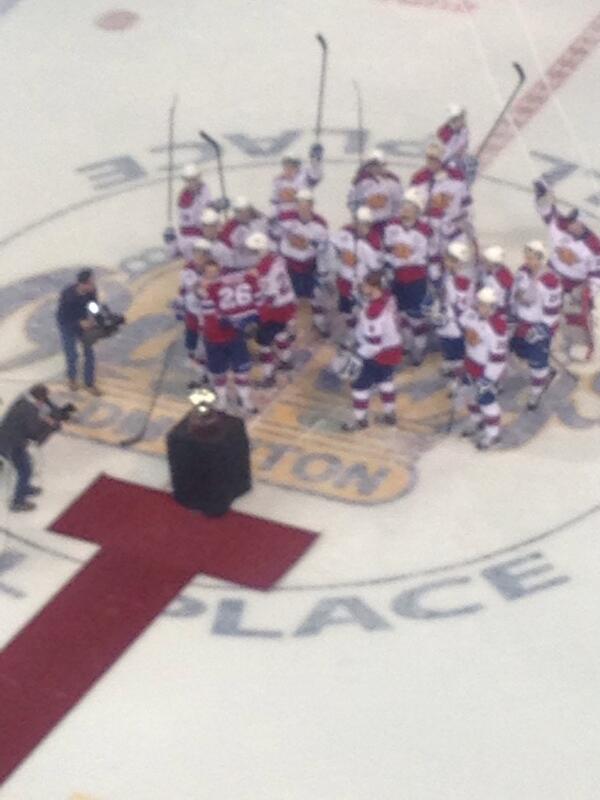 ConnorHalley's tweet photo. Awesome moment here at Rexall as Mitch Moroz hoists a Kristians Pelss jersey to he crowd. http://t.co/f2NlmRrcTp