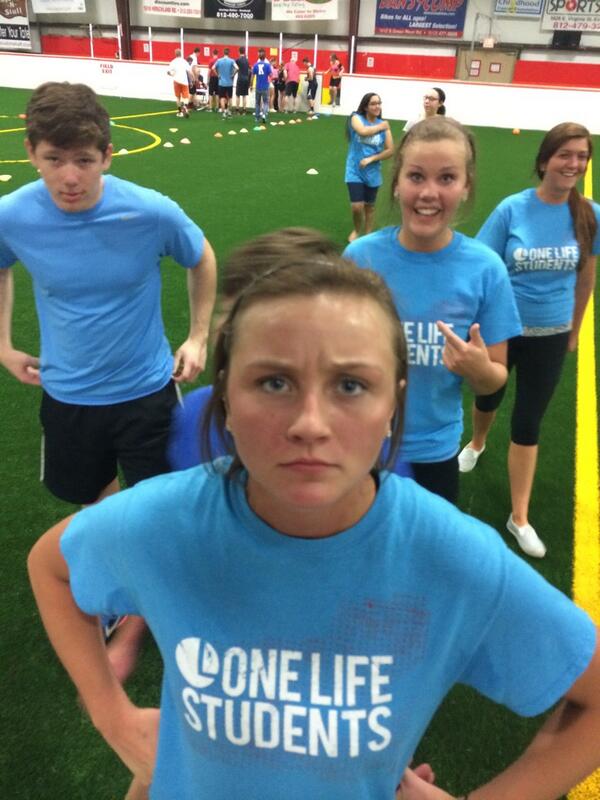 kristin_proctor's tweet photo. Mere had on her game face...too bad it wasn't very effective in the #onelifestudents dodge ball tournament http://t.co/hQX8nTmH61
