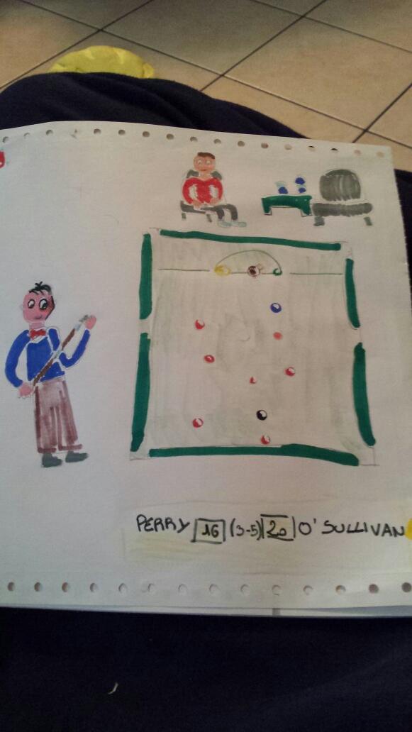 DiegoSperanzini's tweet photo. Ecco cosa ha disegnato mia figlia stamattima #direttaeurosport #snooker #snookerworldchampionship http://t.co/0AK3iN1FL6