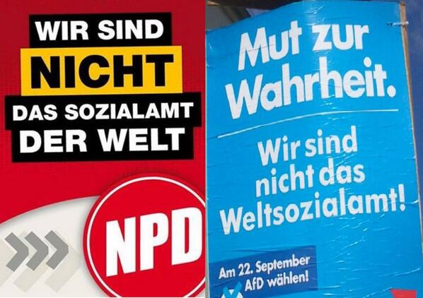 Finde den Unterschied. Und Fakten, die die Behauptung belegen. Beides könnte schwierig werden ...  #AfD #NPD