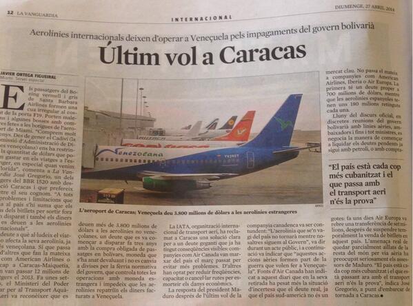sabiastuque_'s tweet photo. Aerolíneas internacionales dejan de volar a Venezuela. Venezuela debe 3.800 millones dólares a aerolíneas extranjeras http://t.co/s3mMnFjqn4