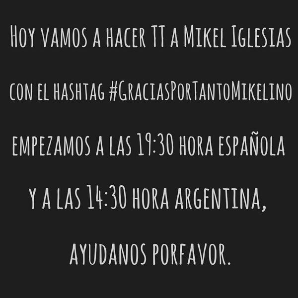 PulserasCFRojas's tweet photo. Hoy tenemos q hacer TT a @Mikelino10 con el hashtag #GraciasPorTantoMikelino http://t.co/Bsv6AJg4r3