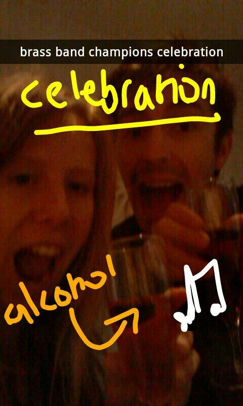 - still hasn't sunk in. so alcohol and a snapchat is necessary. even on a school night. #sfest2014 #seniortrophy #fgb