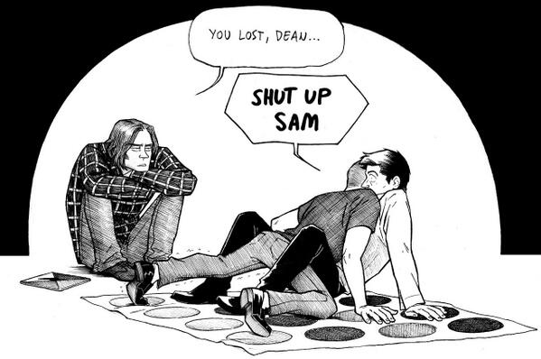 SamspnW's tweet image. I hate twister but Cas insists we should play