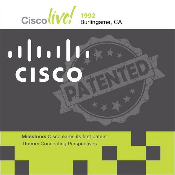 Cisco's tweet photo. 1991 saw the 3rd ever Networkers conference (before it became @CiscoLive) and Cisco's first patent! #CLUS14 http://t.co/7BaQiN2H0w