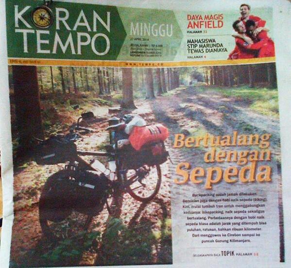 Bikepacker_Id's tweet photo. Di Koran tempo, rubrik topik. http://t.co/0gNrmDHni7
