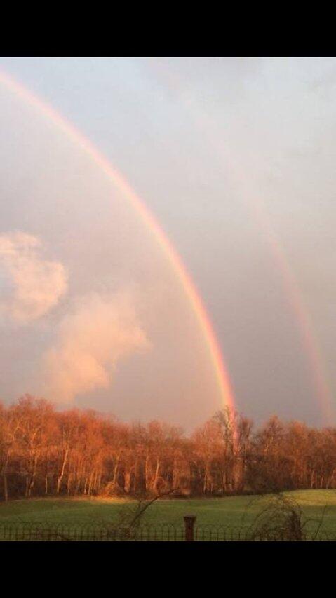 news12ctlauren's tweet photo. Stunning Double Rainbow! Captured  yesterday in  upstate New York in New Paltz right near Kingston, http://t.co/Xh8qwbCll0