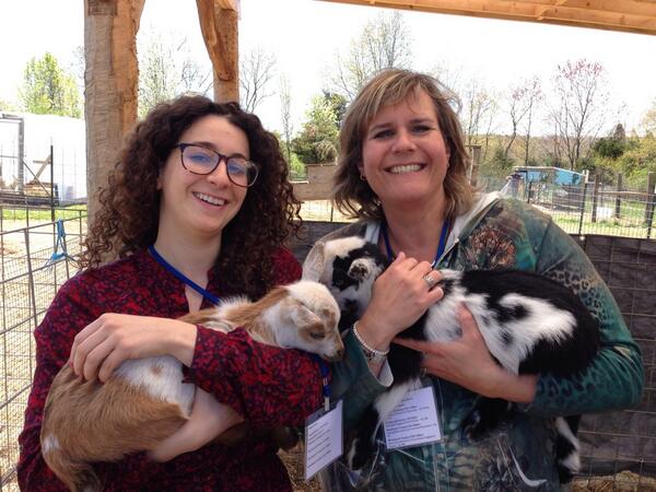 LisaLitman's tweet photo. Pre conference baby goat petting at Pearlstone w/ Asya and Melissa. http://t.co/3ZtWB9kJrS