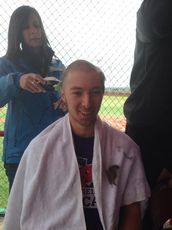 Shaved heads for cancer research. #LinfieldBaseball