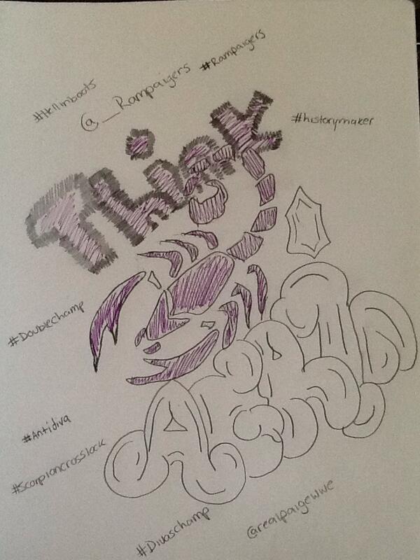 Gigicruz0101's tweet photo. I drew this :) @RealPaigeWWE #scorpioncrosslock #thinkagain http://t.co/4sKcQjqbV0