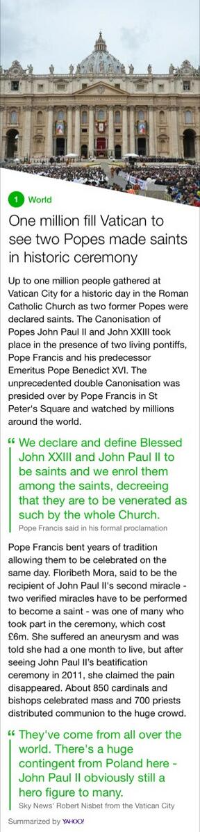 actionmansaha's tweet photo. One million fill Vatican to see two Popes made saints in historic ceremony # http://t.co/VkGKciHU5N http://t.co/9nCzhtOrKu