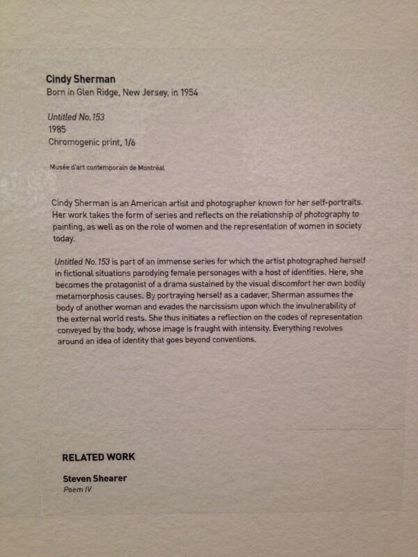 cvharquail's tweet image. Lots of &quot;feminist fun with mom&quot; discussing Cindy Sherman at Montreals museum of fine arts #hackitback