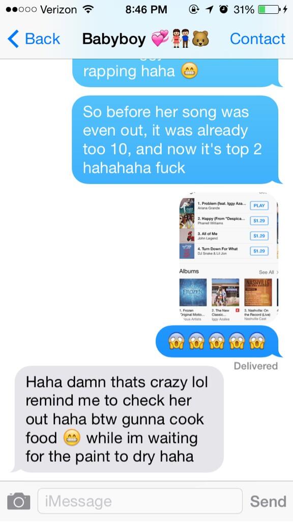 ohitsraechelle's tweet image. Lol 😁😁😁😁💘 @ArianaGrande #ProblemAtNumberOne