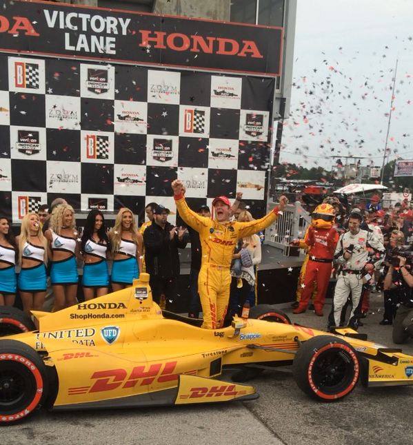 Honda's tweet image. Congratulations to @RyanHunterReay on winning the Honda Indy Grand Prix of Alabama! Go #HondaRacing!
