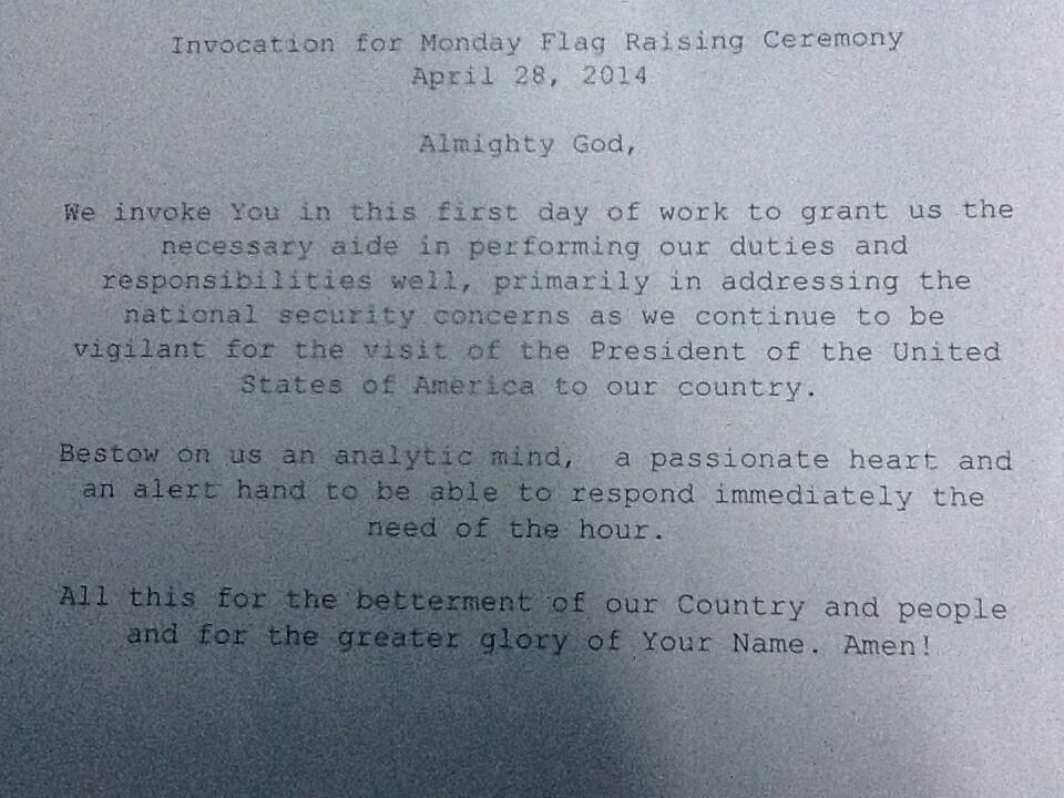 Chaplain Service On Twitter Invocation Prayer For Today S Flag Raising Ceremony Http T Co Az7krumaih