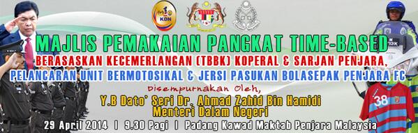 #pemakaianpangkat 29.04.2014 <a href="/PenjTaiping/">Penjara Taiping</a> <a href="/PenjaraSabah/">Penjara Sabah</a> <a href="/penjarawanitakk/">Penjara Wanita KK</a> <a href="/PenjPokokSena/">Penjara Pokok Sena</a> <a href="/PenjTapah/">Penjara Tapah</a> <a href="/PenjMarang/">Penjara Marang</a>  "