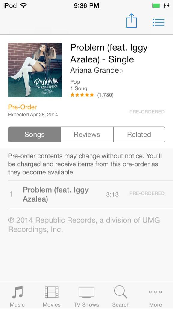 ArianasOnTheWay's tweet image. Everyone should #PreOrderProblemOniTunes #ProblemOutTonight smarturl.it/ArianaProblemiT