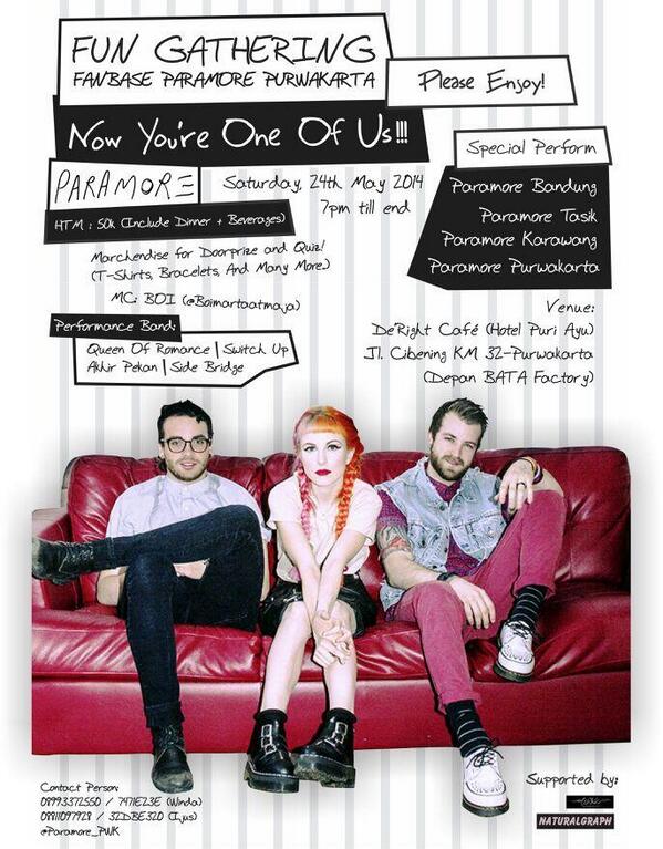 Akhir_Pekan's tweet image. 3 Days Remaining Fun Gathering @paramore_PWK: GS: @QOR_official | @Switch_UpMusic | @sidebridge | @Akhir_Pekan |