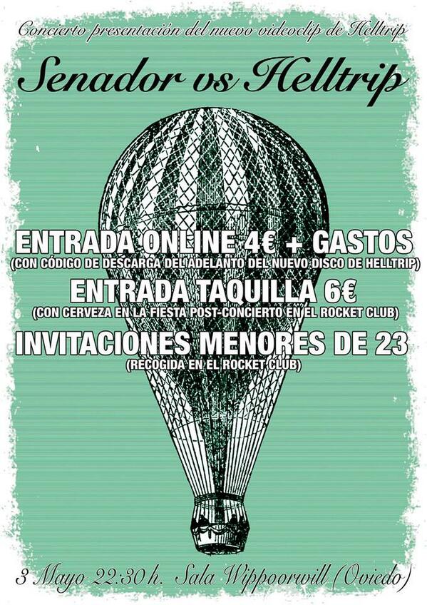 senadorock's tweet photo. El próximo Sábado estaremos junto a @HELLTRIProck en la sala @whippoorconcier de Oviedo! http://t.co/gGGaohf7ZU