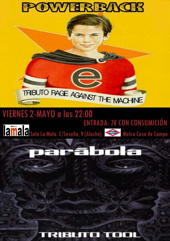 PowerBackRATM's tweet photo. Este viernes 2 de mayo volvemos a la carga con Parabola(tributo a Tool) + grupo invitado. No os lo podeis perder¡¡¡ http://t.co/Ho2mowN1lK