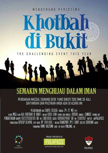 PMKAJ_UnitTimur's tweet photo. Ayo rasakan mengikuti misa di alun-alun surya kencana pada ketinggian 2750mdpl 24-27 mei 2014 with @palapass http://t.co/ybqVMszhxJ