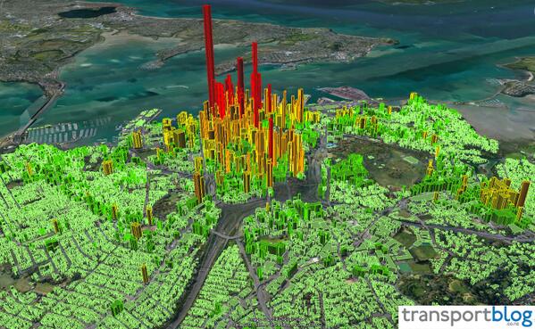 Auckland CBD capital value by area applied to building footprint. The premium for proximity &amp; centrality. #urbanism