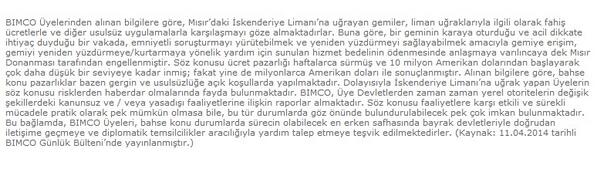 DTO, Mısır İskenderiye Limanı'nda uygulanan fahiş ücretler konusunda bölgeye gemisini gönderecek üyelerini uyardı.