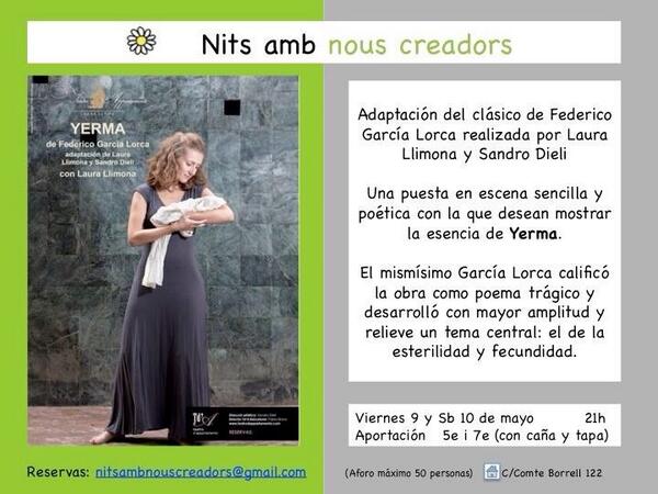 TdAppartam's tweet photo. @la_createca #yerma 9-10/5 #TeatroExp #Barcelona #teatre #teatro @LauraLlimona @sandrodieli http://t.co/EaTATeKwYv