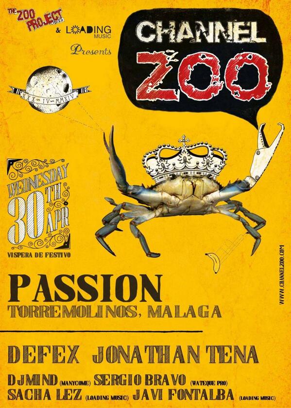 MIE 30/4 > CHANNEL ZOO @ Passion DEFEX + Jonathan Tena + Dj Mind + Sergio Bravo + Sacha Lez + Javi Fontalba