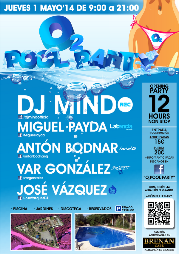 Y DESPUÉS>O2 Pool Party >1 mayo DE 9 a 21h > DJ MINd + <a href="/MiguelPayda/">Miguel Payda</a> + <a href="/anton_bodnar/">Anton Bodnar</a> + @Var_Gonzalez + <a href="/JoseVazquezDJ/">José Vázquez</a>