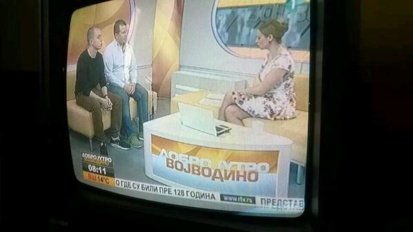 dropsensei's tweet photo. Our dj's - @leoldnb and Bozne, this morning on #television ! They announced #humanitarian party in May! http://t.co/gY3SnM9lcJ