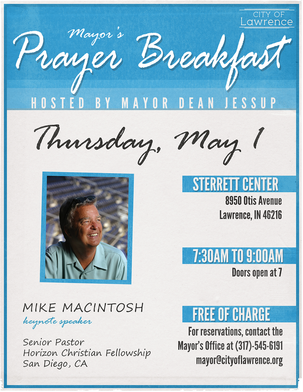 If you haven't already, be sure to RSVP for the Mayor's Prayer Breakfast taking place this Thursday!