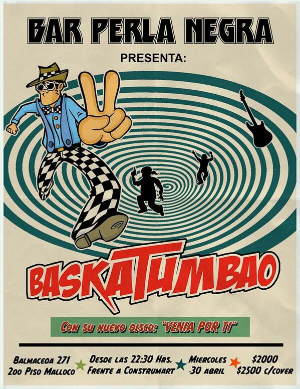 baskatumbao's tweet photo. Amigos este miércoles los esperamos en bar perla negra,cerquita de la plaza en malloco #StayRude #Baskatumbao #Ska http://t.co/EkIKSZ7GLV