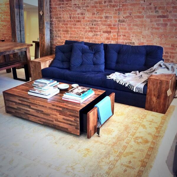 EnvironmentNY's tweet image. For those who have been craving the Santomer Block Coffee Table... IT'S BACK! Come check it out. #reclaimedwood #art