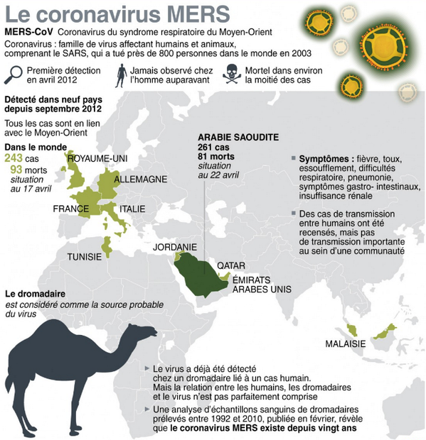 Mers-Cov. Nbre de décès > 100 en Arabie Saoudite.