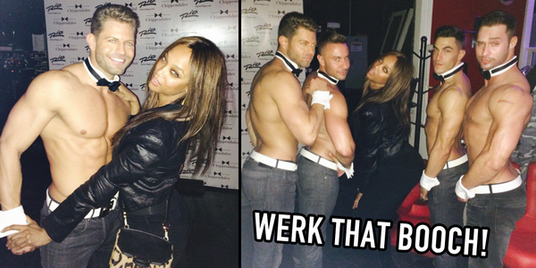 Chippendales's tweet photo. @TyraBanks! Thanks for the #Booching lessons backstage at @Chippendales http://t.co/fpnSclAXs7