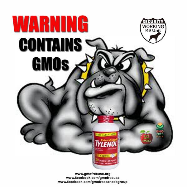 GMOFreeUSA's tweet photo. Buyer beware. Nice dose of #GMO Bt pesticide producing corn in your #Tylenol. Call McNeai: 877-895-3665 http://t.co/T4UTkZpDmG