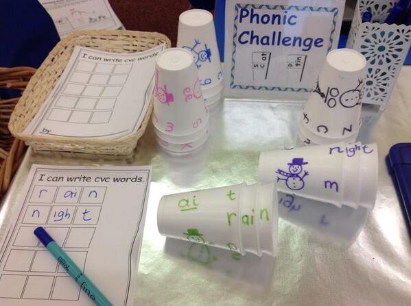 CreativeEdu's tweet photo. Why not try a Phonics Factory.... turn the cups to make a word http://t.co/FqdyXsEc6n