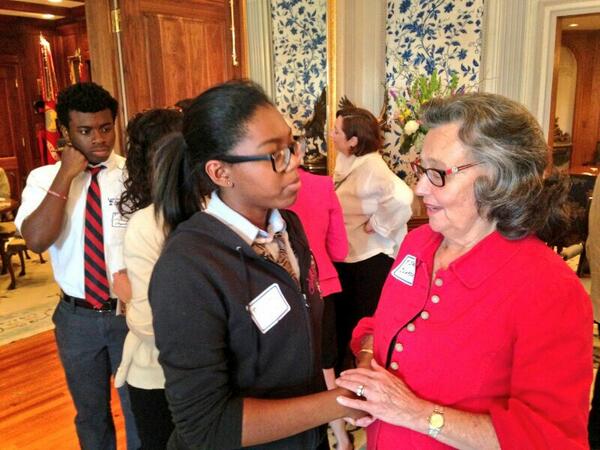 BECNO student and <a href="/Jackie_Clarkson/">Jackie Clarkson</a> talk about the issues at the Taylor Scholars Award Luncheon! <a href="/tmj_LA_EDU/">Louisiana Education</a> #TOPS