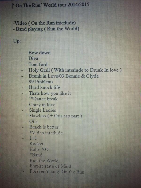 Alleged On The Run Tour Set List Beyonce Fotp Alleged On The Run Tour Set List Beyonce Fotp