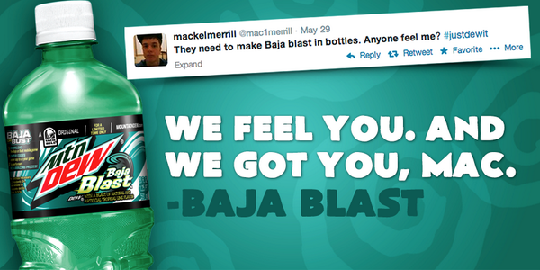 “@mtn_dew: .@mac1merrill, nobody responded to this tweet, dude. We wanted to. #SummerOfBaja ” #sellingsoon #truth